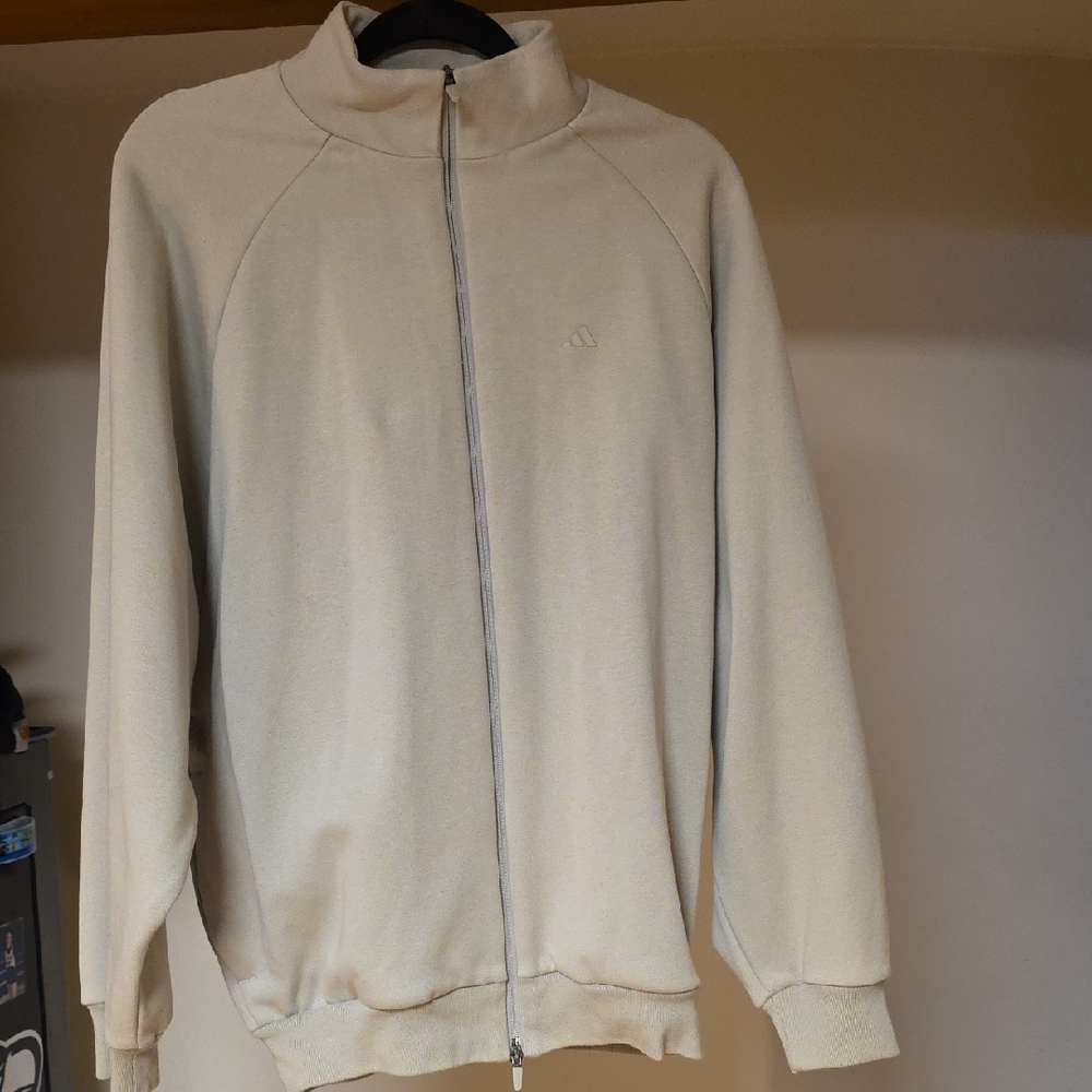 adidas Men's Cream Full-Zip Sweater Jacket